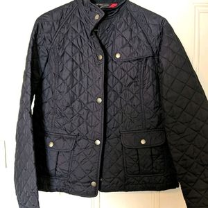 Quilted Navy Field Jacket with Red Lining